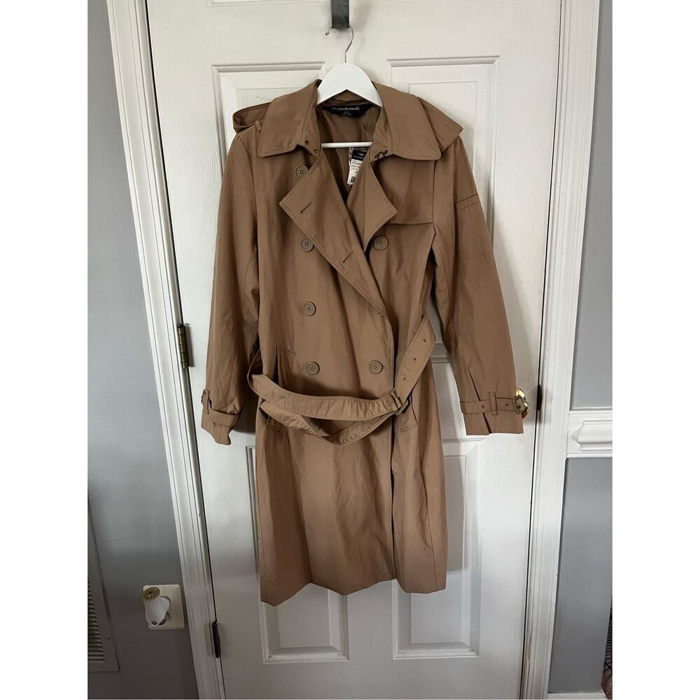 Norma Kamali Career Belted Trench in Urbane Khaki Sz M NWT